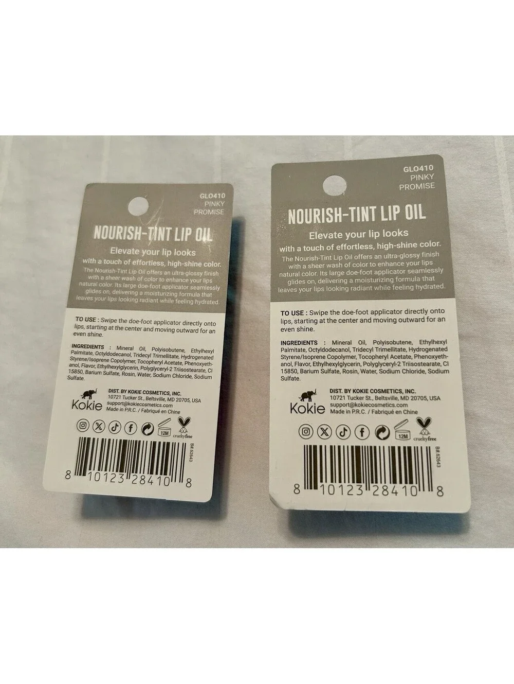 Lot Of 2 Kokie Cosmetics Lip Tint Oil *Pinky Promise* Lip Gloss Lip Care Shimmer